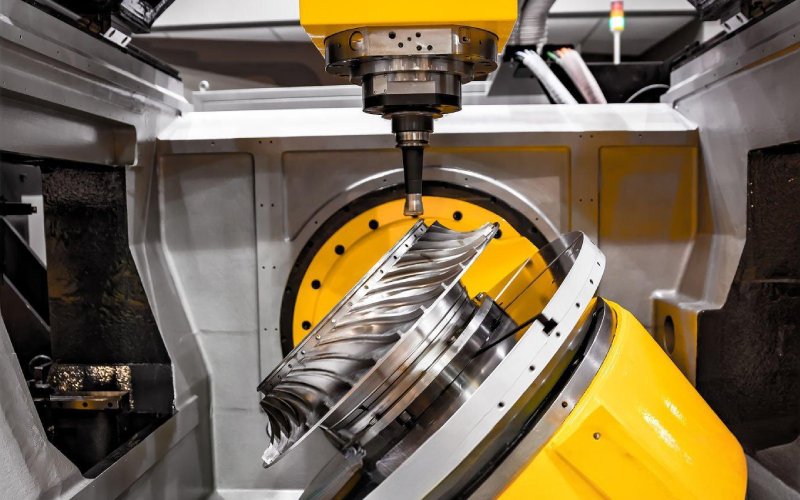 modern 5 axis cnc shop scene